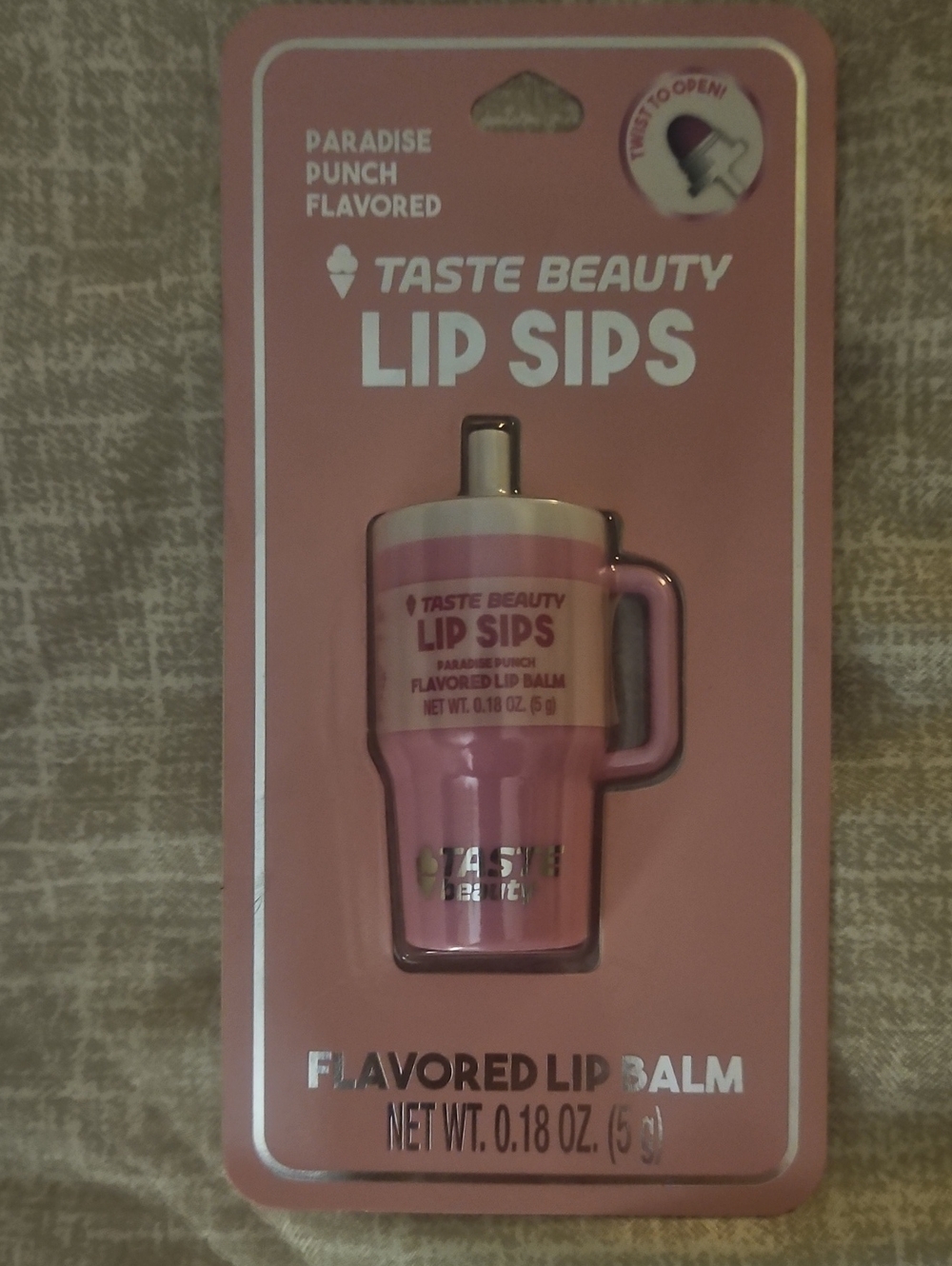 Taste Beauty Lip Sips "Paradise Punch" Tumbler Lip Balm - NEW